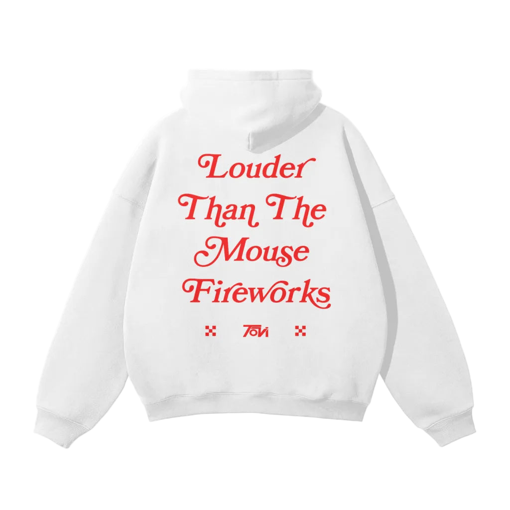 Louder Than The Mouse Fireworks Hoodie - White
