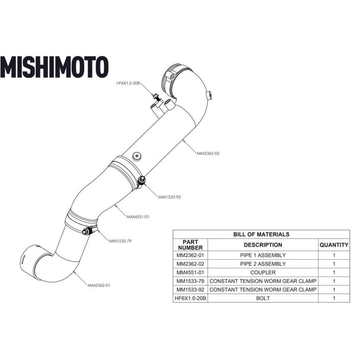 Performance Charge Pipe, Fits Toyota GR Supra 3.0L 2020+