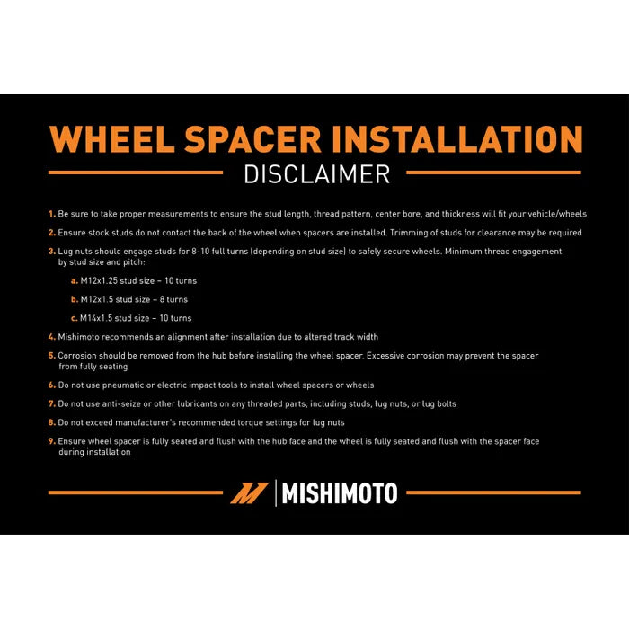 Mishimoto 5x114.3 Wheel Spacers, Fits Ford Mustang 2015+
