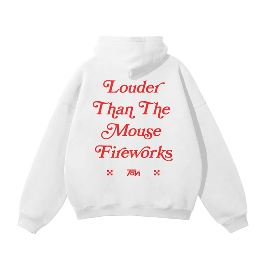 Louder Than The Mouse Fireworks Hoodie - White